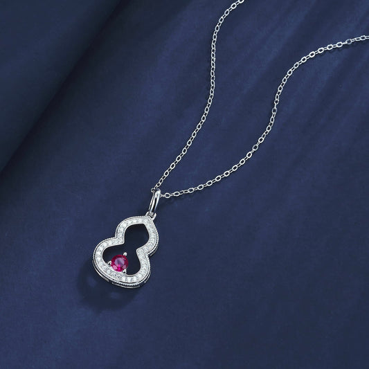 Geometry Lab Ruby Necklace | Rhodium-Plated S925 Silver, Custom Available