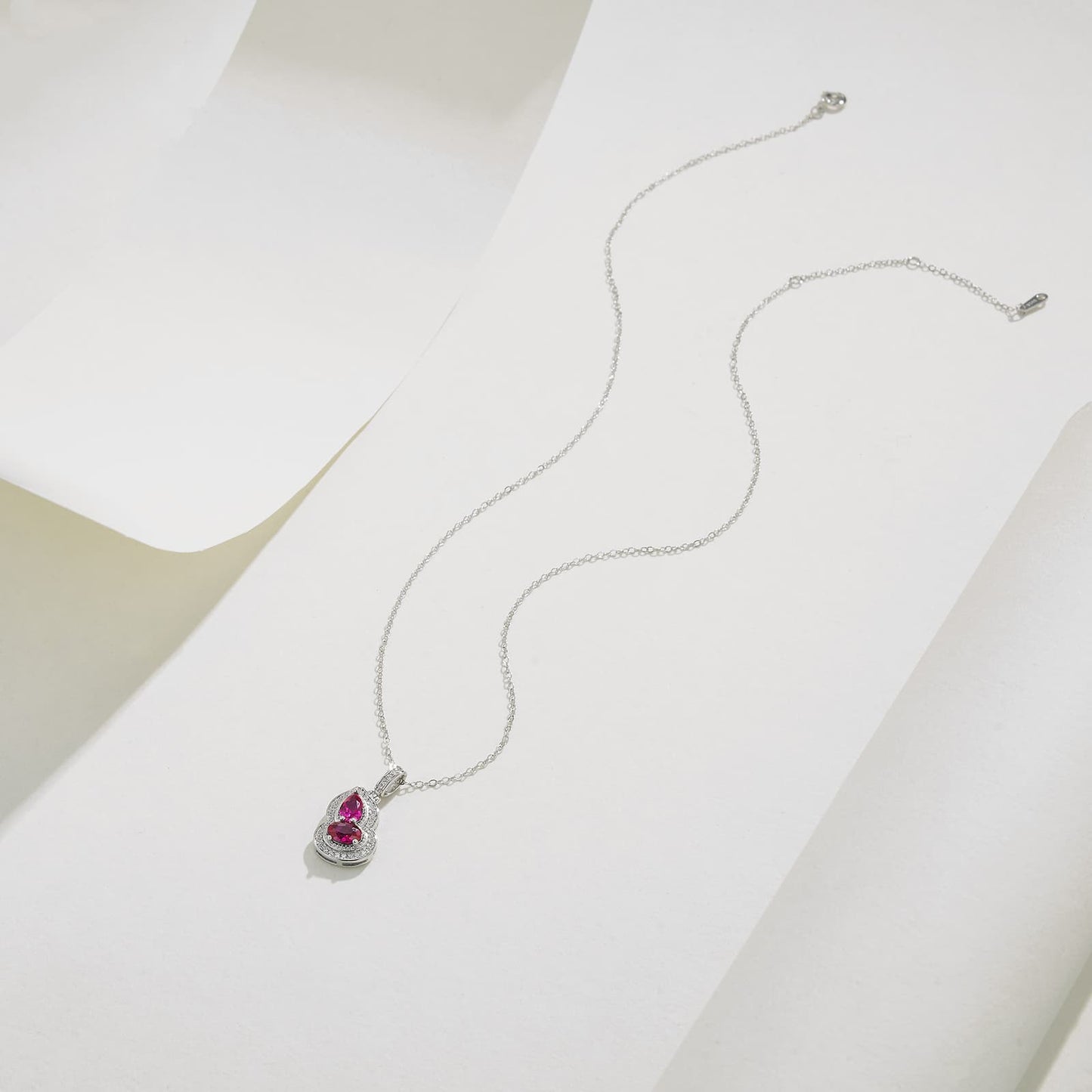 Geometry Lab Ruby Necklace | Rhodium-Plated S925 Silver, Custom Available