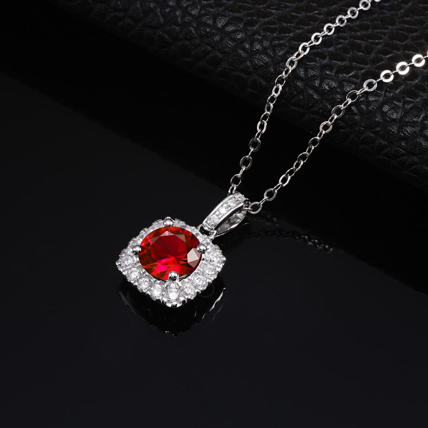 SQ Lab Ruby Necklace | Rhodium-Plated S925 Silver, Custom Available
