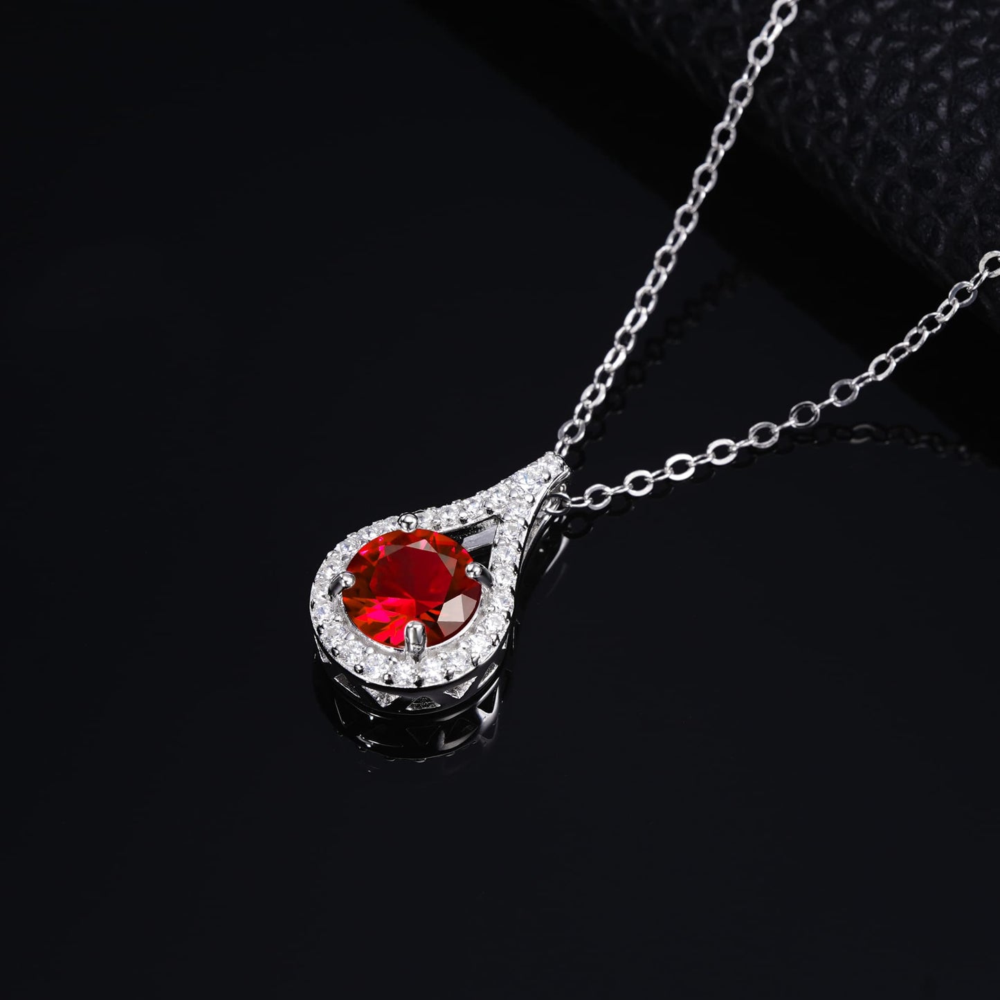 Geometry Lab Ruby Necklace | Rhodium-Plated S925 Silver, Custom Available
