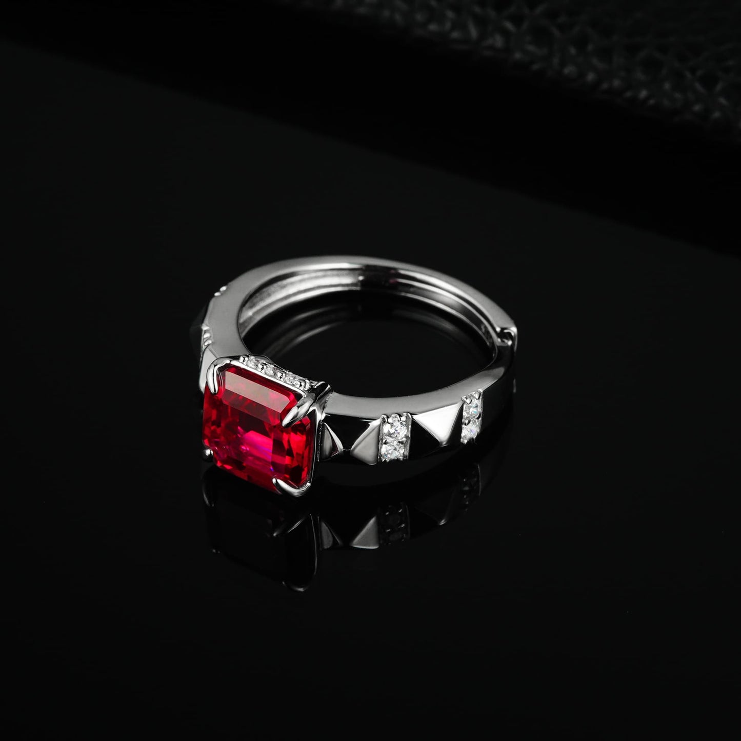 Cushion Lab Ruby Ring | Rhodium-Plated S925 Silver, Custom Available