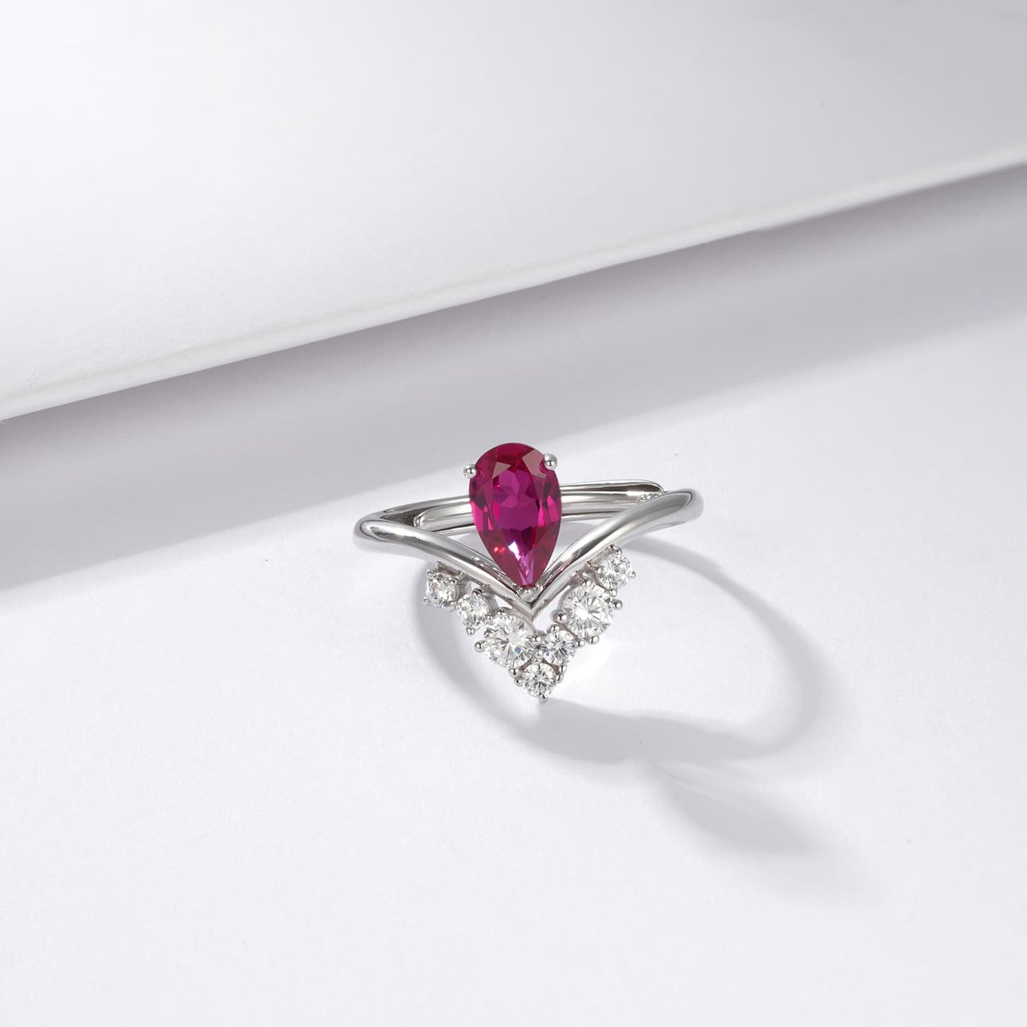1.08ct Geometry Lab Ruby Ring | Rhodium-Plated S925 Silver, Custom Available