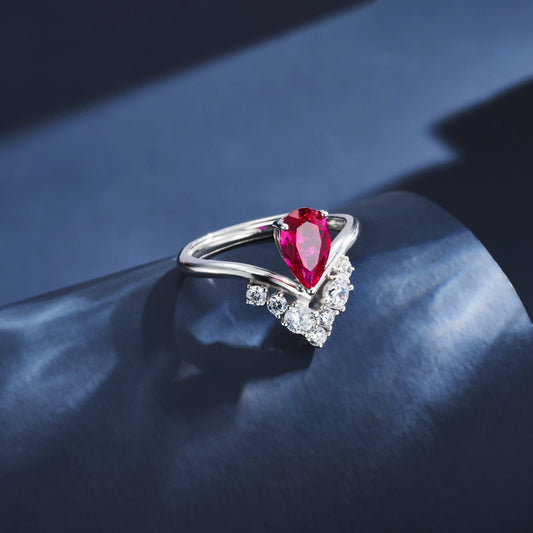1.08ct Geometry Lab Ruby Ring | Rhodium-Plated S925 Silver, Custom Available