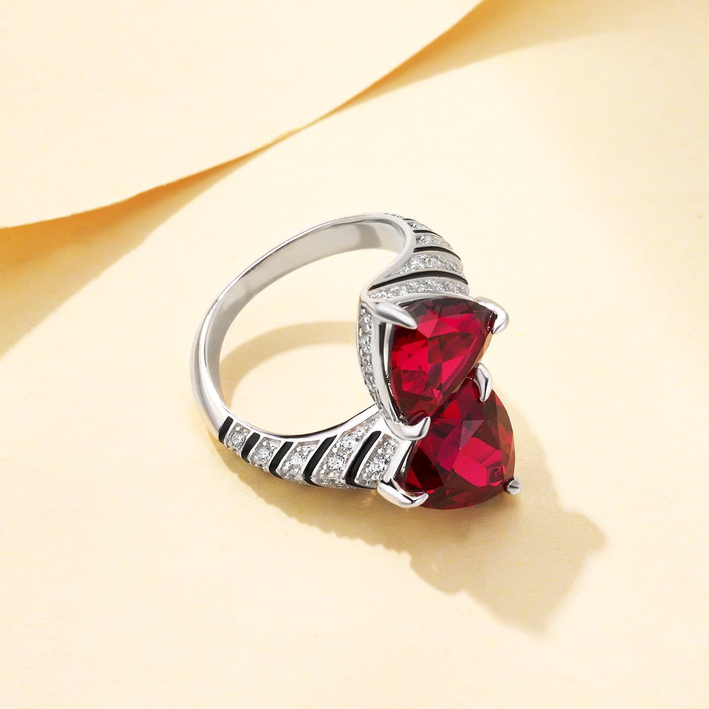 8ct Geometry Lab Ruby Ring | Rhodium-Plated S925 Silver, Custom Available