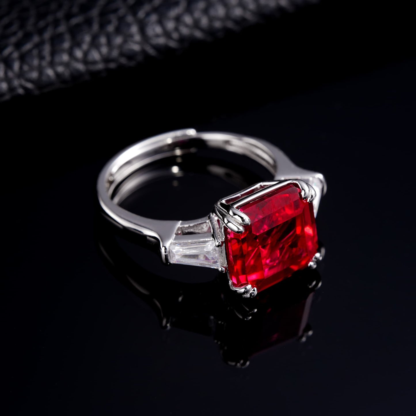 Cushion Lab Ruby Ring | Rhodium-Plated S925 Silver, Custom Available