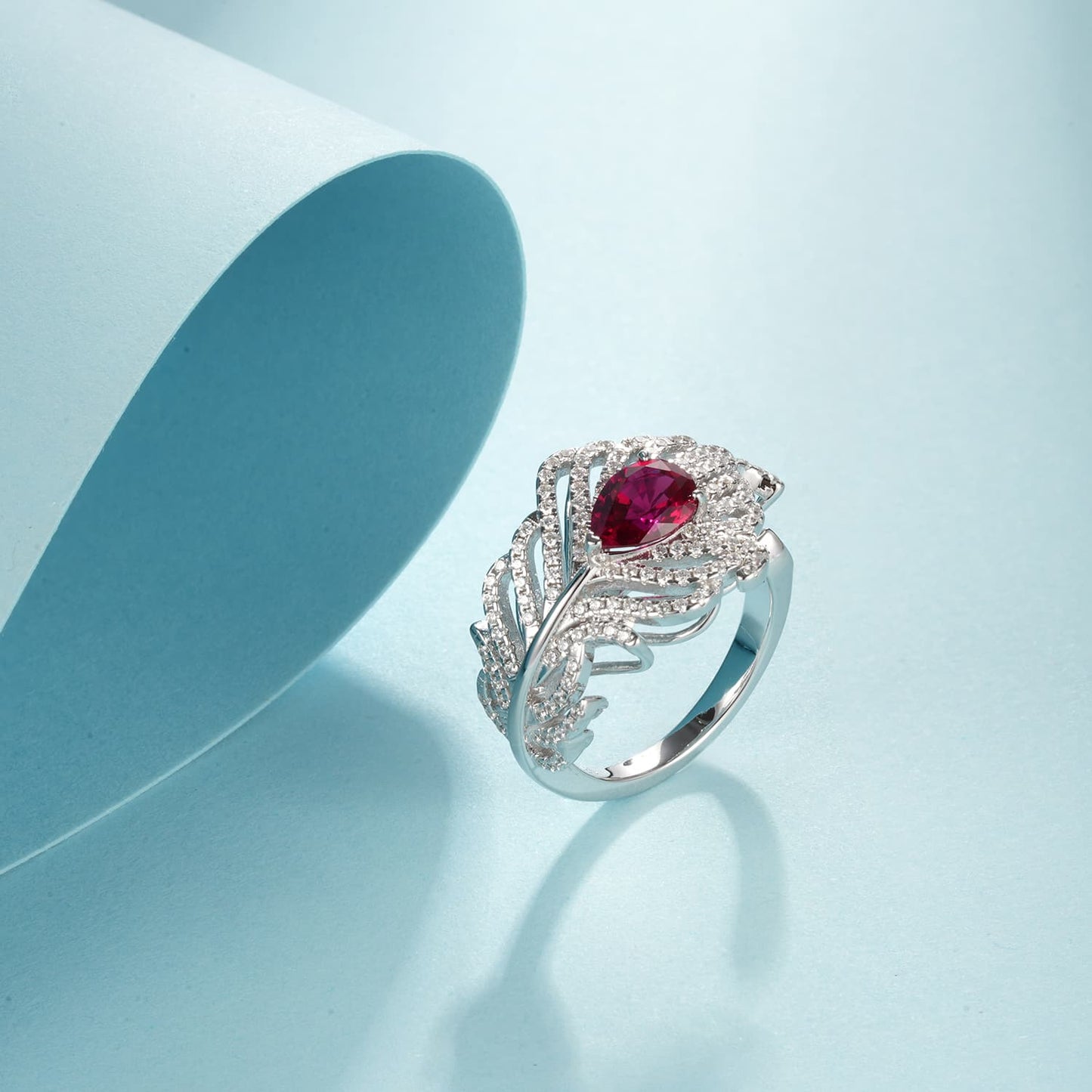 2ct Geometry Lab Ruby Ring | Rhodium-Plated S925 Silver, Custom Available