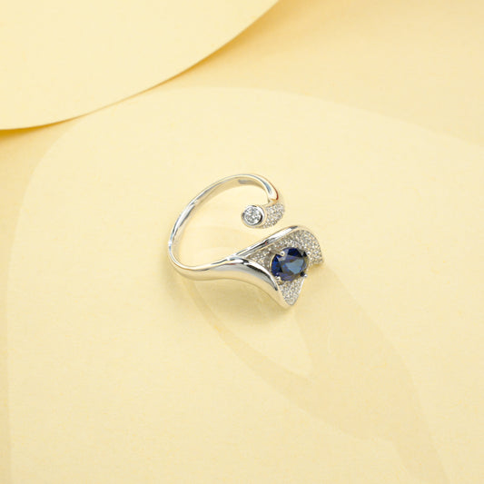1.04ct Geometry Lab Sapphire Ring | Rhodium-Plated S925 Silver, Custom Available