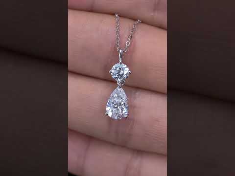 1.483ct Pear Round Lab Diamond Necklace |Diamond PT 950 Necklace, Custom Accept