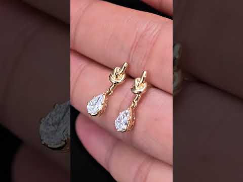 0.674ct Pear Lab Diamond Earring|18K Gold Earring, Custom Accept