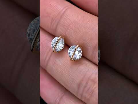 1.705ct Round Lab Diamond Earring|18K Gold Earring, Custom Accept