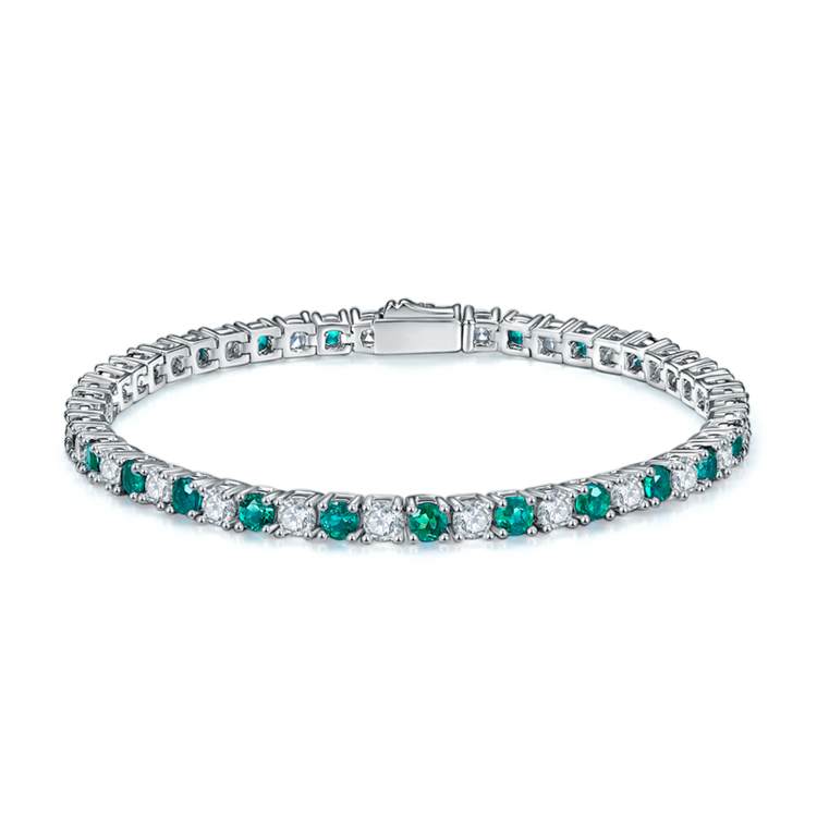 Lab Emerald S925 Tennis Bracelet