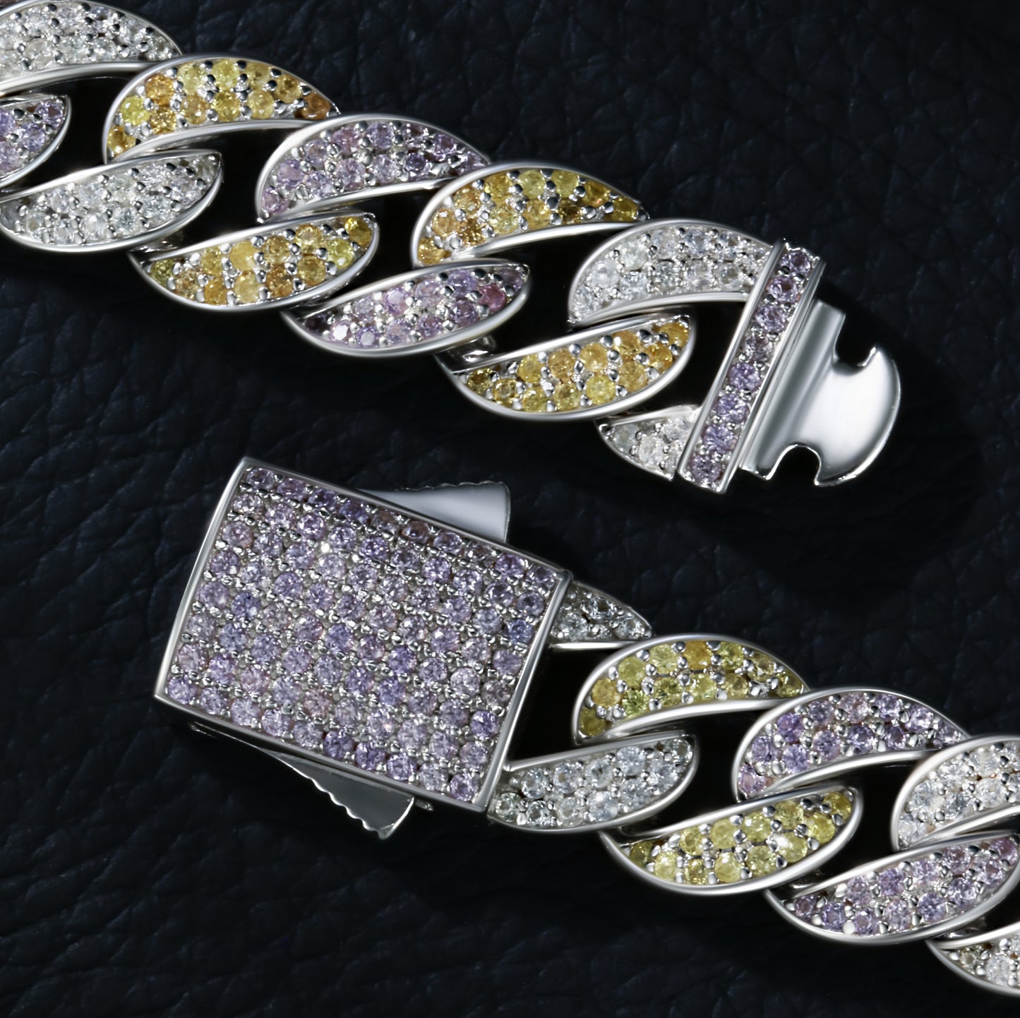 Lab Sapphire Cuban Link Necklace | 18K Gold-Plated S925 Silver, Custom Available