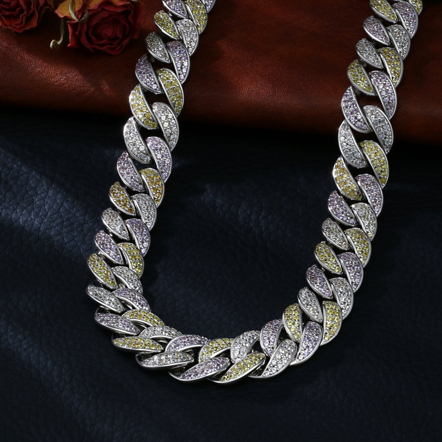 Lab Sapphire Cuban Link Necklace | 18K Gold-Plated S925 Silver, Custom Available