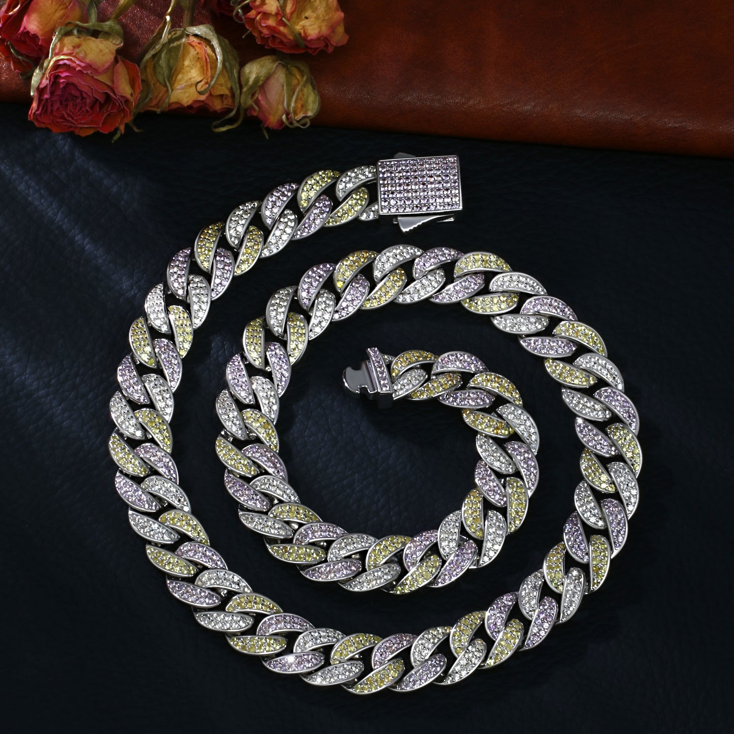 Lab Sapphire Cuban Link Necklace | 18K Gold-Plated S925 Silver, Custom Available