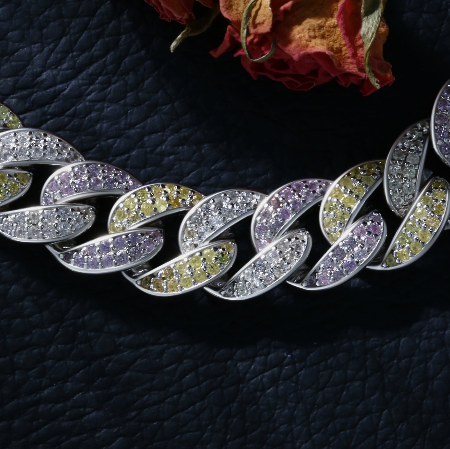 Lab Sapphire Cuban Link Necklace | 18K Gold-Plated S925 Silver, Custom Available