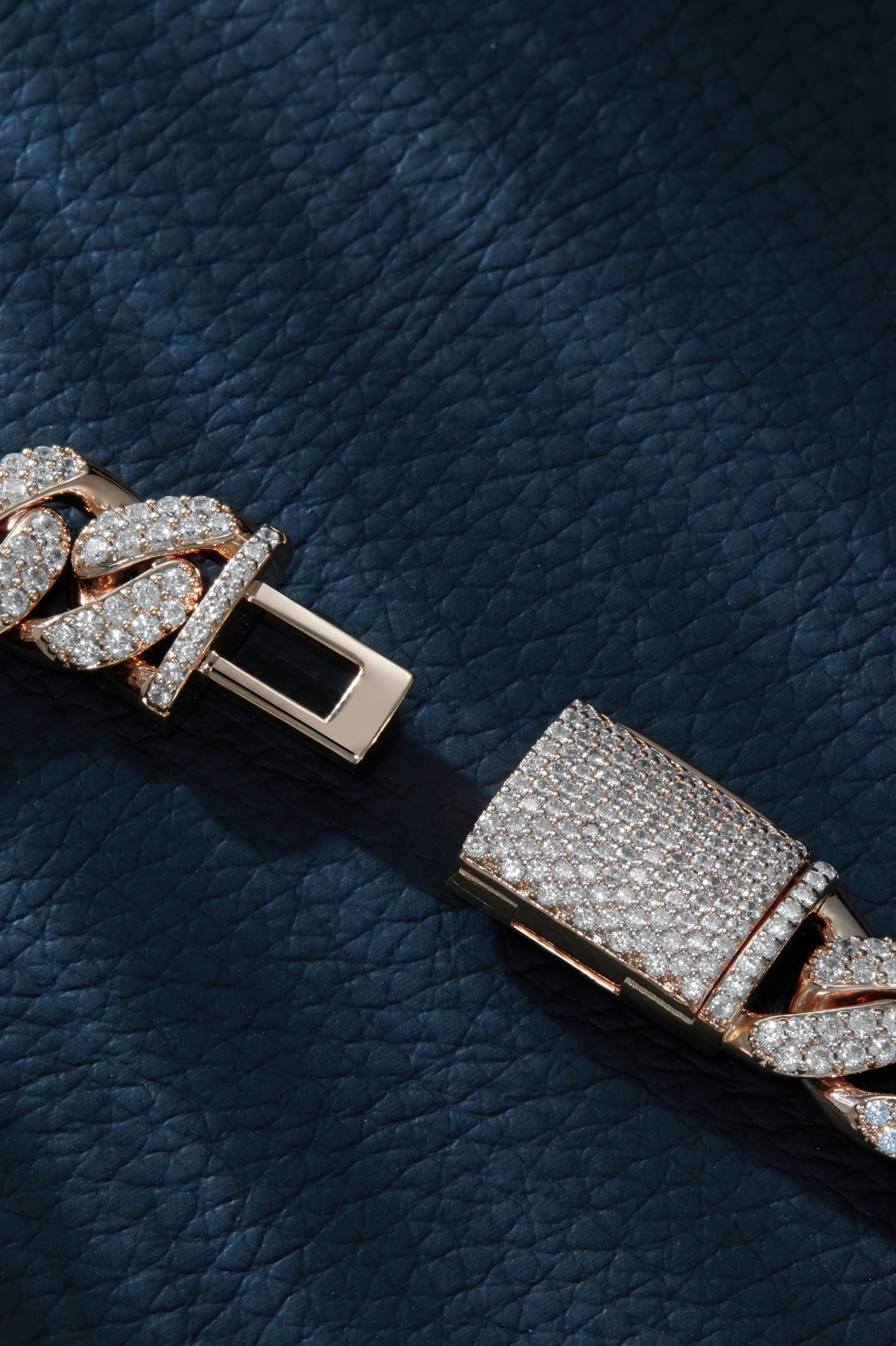 Hip Hop Cube Link Chain Mossanite S925 Bracelet With Rose Gold Plating Custom Accept