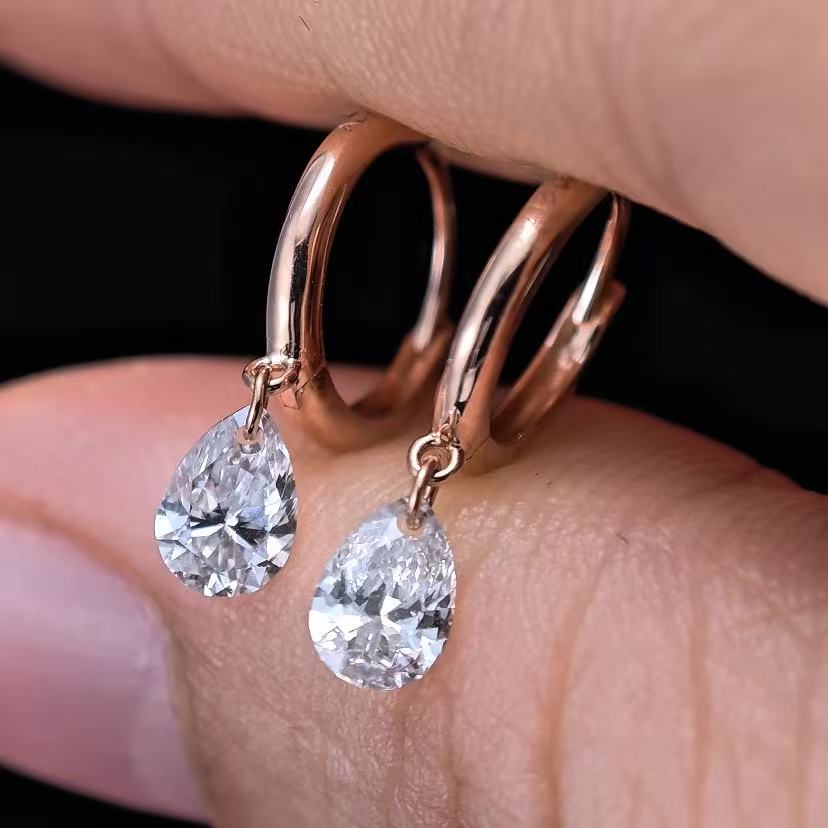 1ct Shapeless Lab Diamond Earring|18K Gold Earring, Custom Accept