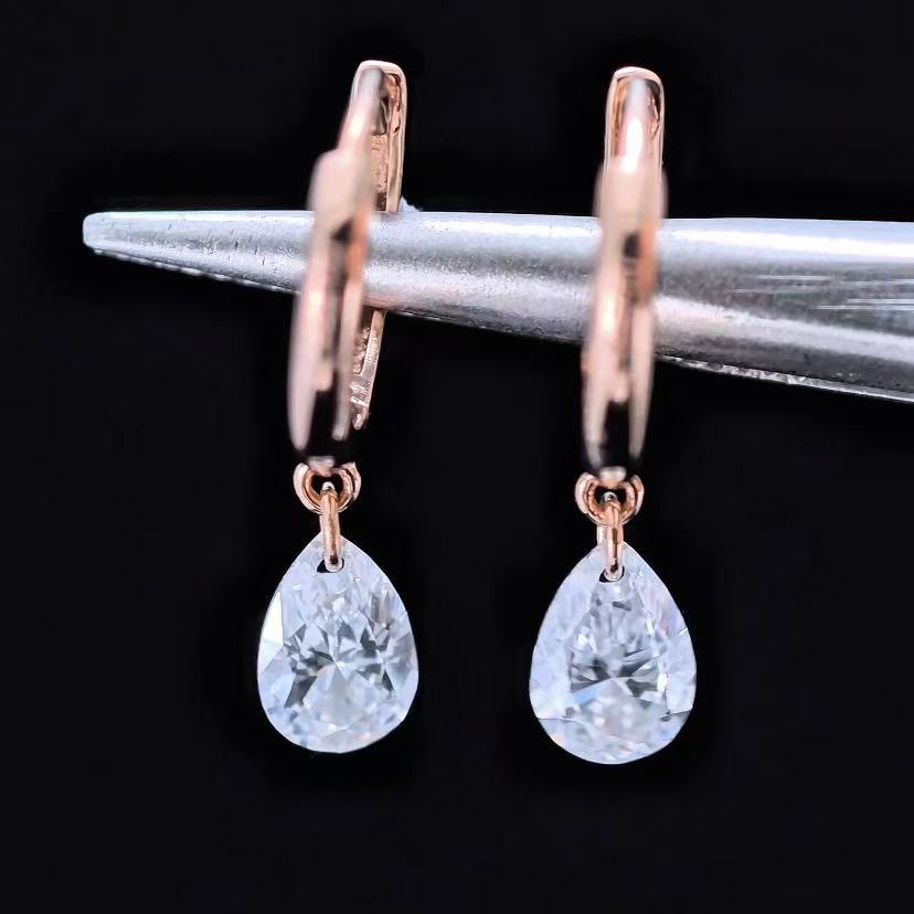 1ct Shapeless Lab Diamond Earring|18K Gold Earring, Custom Accept