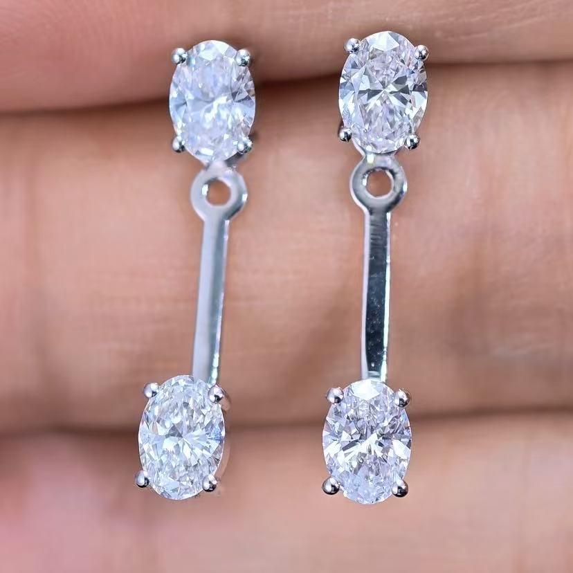 1.276ct Oval Lab Diamond Earring | 18K Gold Earring, Custom Accept