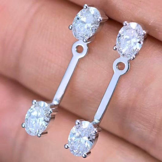 1.276ct Oval Lab Diamond Earring | 18K Gold Earring, Custom Accept