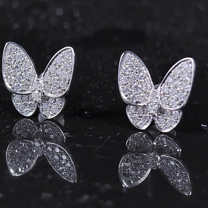 0.63ct Round Butterfly Lab Diamond Earring | 18K Gold Earring, Custom Accept