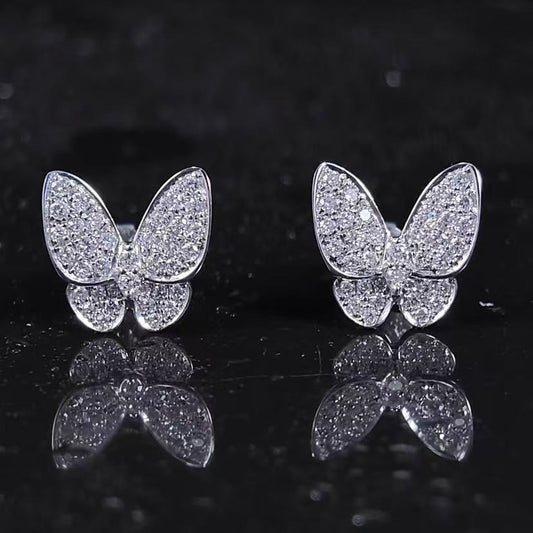 0.63ct Round Butterfly Lab Diamond Earring | 18K Gold Earring, Custom Accept