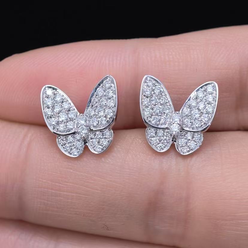 0.63ct Round Butterfly Lab Diamond Earring | 18K Gold Earring, Custom Accept