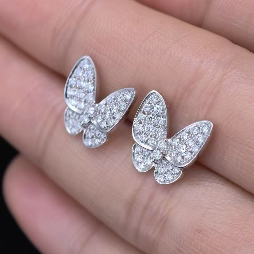 0.63ct Round Butterfly Lab Diamond Earring | 18K Gold Earring, Custom Accept