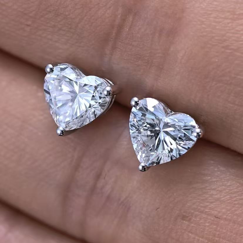 2.07ct Heart Lab Diamond Earring|18K Gold Earring, Custom Accept