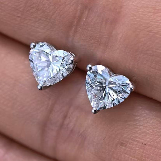 2.07ct Heart Lab Diamond Earring|18K Gold Earring, Custom Accept