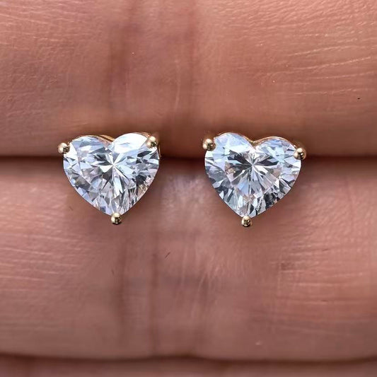 2.07ct Heart Lab Diamond Earring|18K Gold Earring, Custom Accept