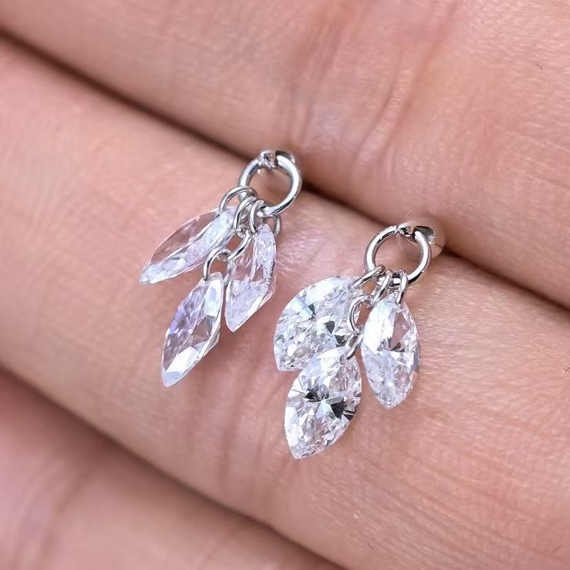 1.504ct Shapeless Lab Diamond Earring|18K Gold Earring, Custom Accept