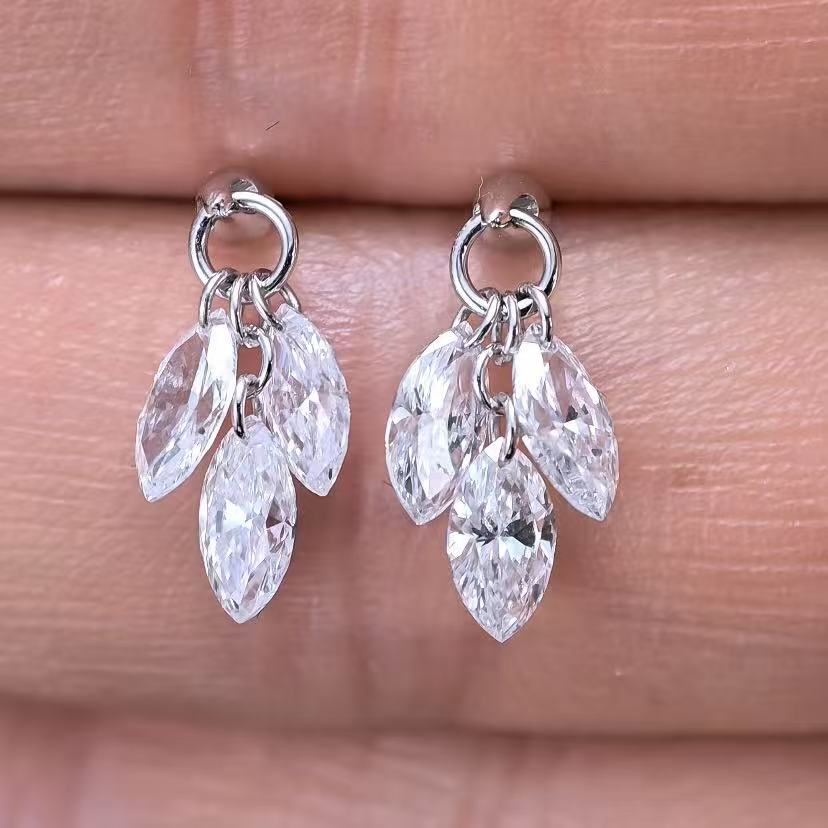 1.504ct Shapeless Lab Diamond Earring|18K Gold Earring, Custom Accept