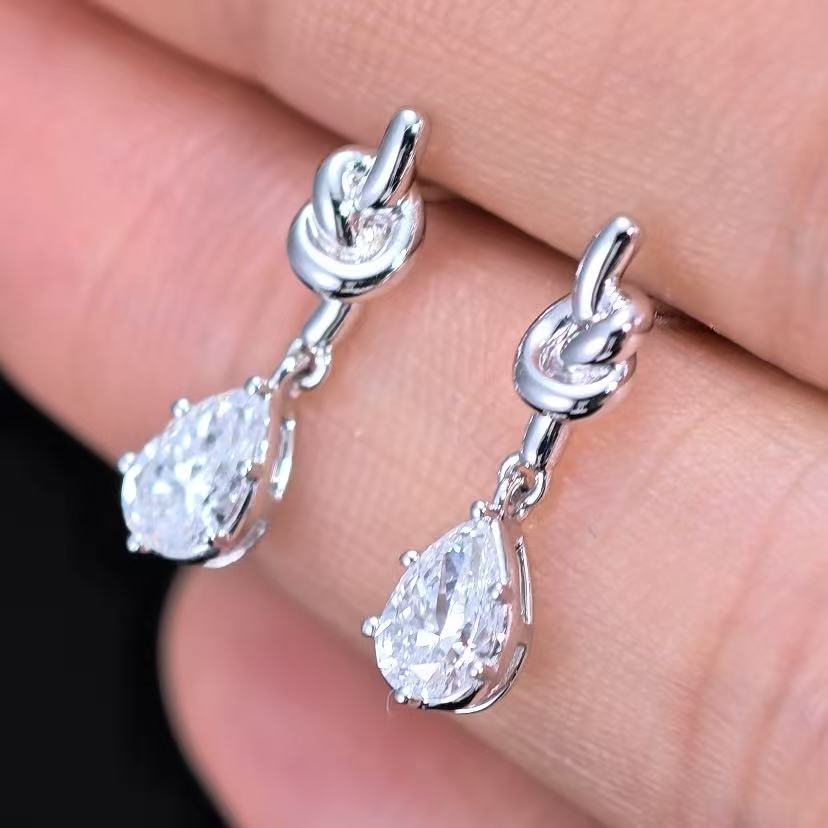 0.674ct Pear Lab Diamond Earring|18K Gold Earring, Custom Accept