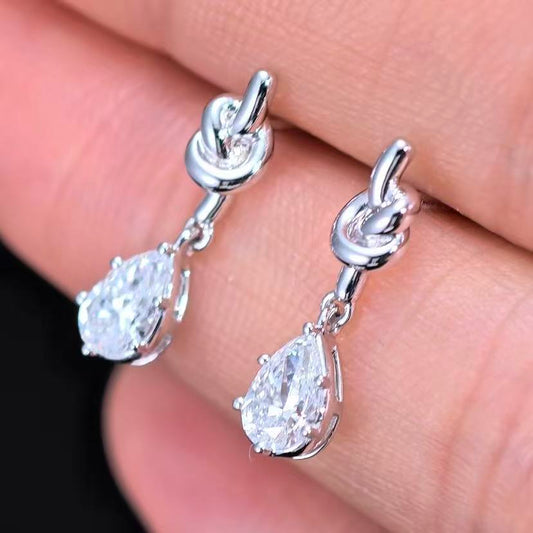 0.674ct Pear Lab Diamond Earring|18K Gold Earring, Custom Accept