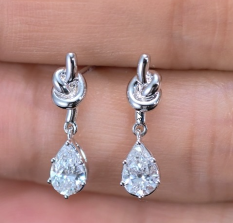 0.674ct Pear Lab Diamond Earring|18K Gold Earring, Custom Accept