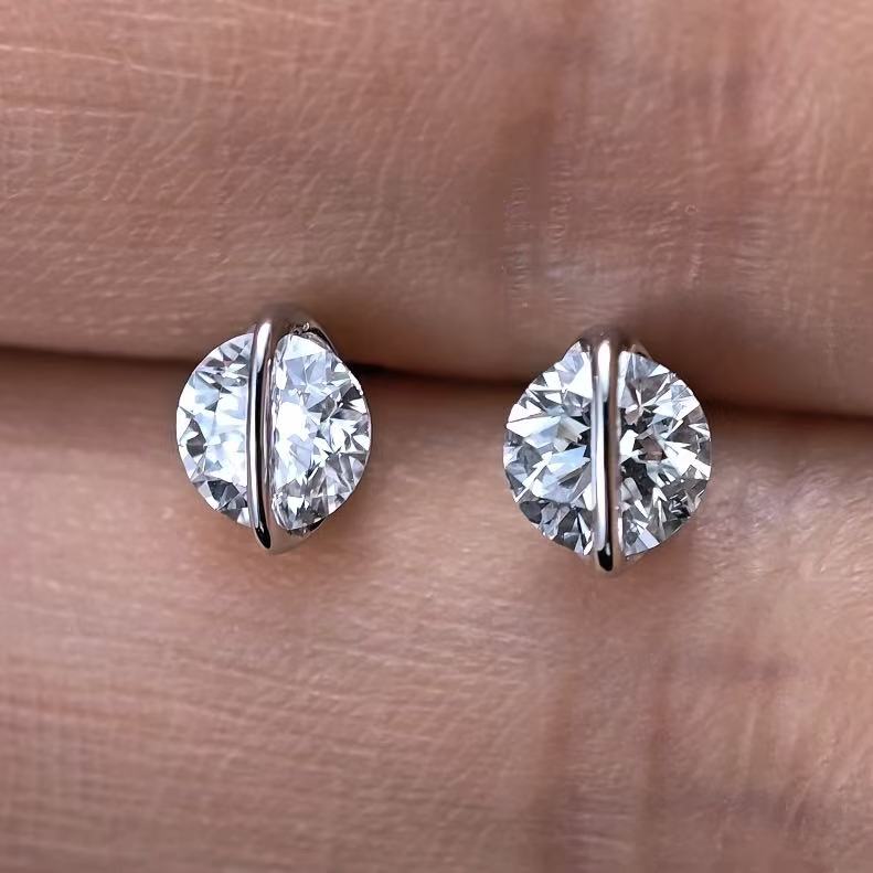 1.705ct Round Lab Diamond Earring|18K Gold Earring, Custom Accept