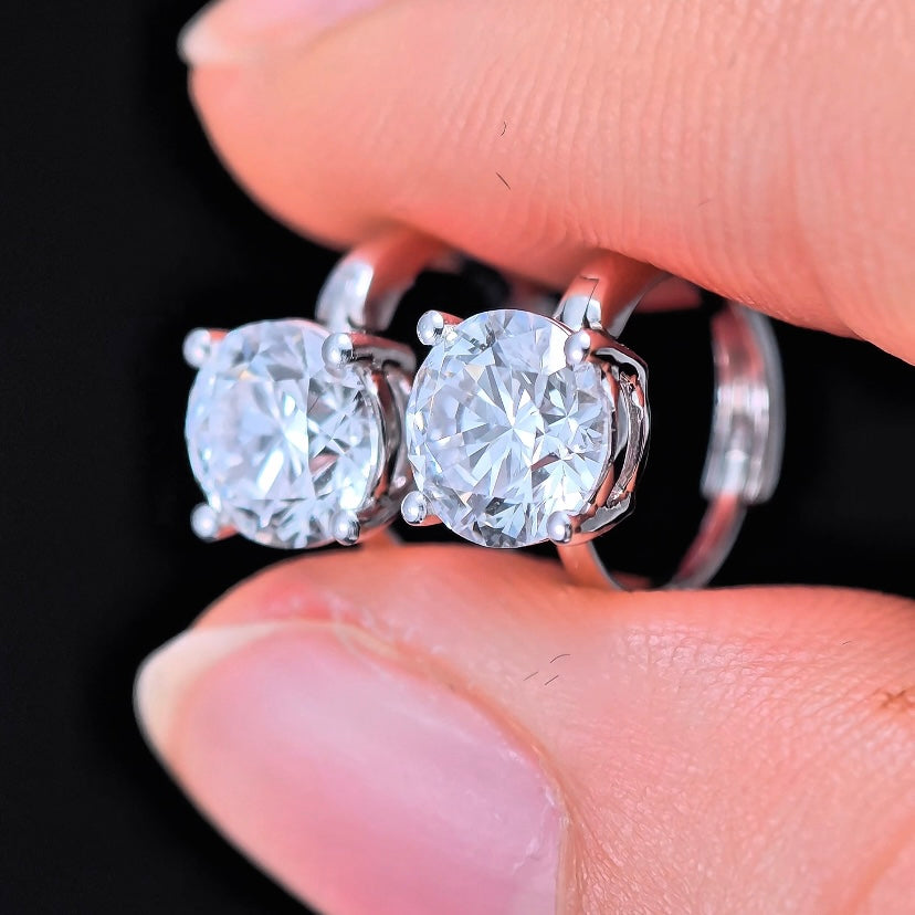2.07ct Round Lab Diamond Earring|18K Gold Earring, Custom Accept