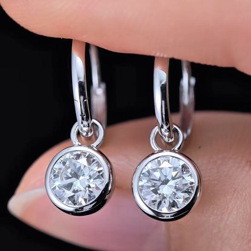 1.055ct Round Lab Diamond Earring|18K Gold Earring, Custom Accept
