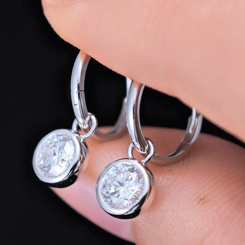 1.055ct Round Lab Diamond Earring|18K Gold Earring, Custom Accept