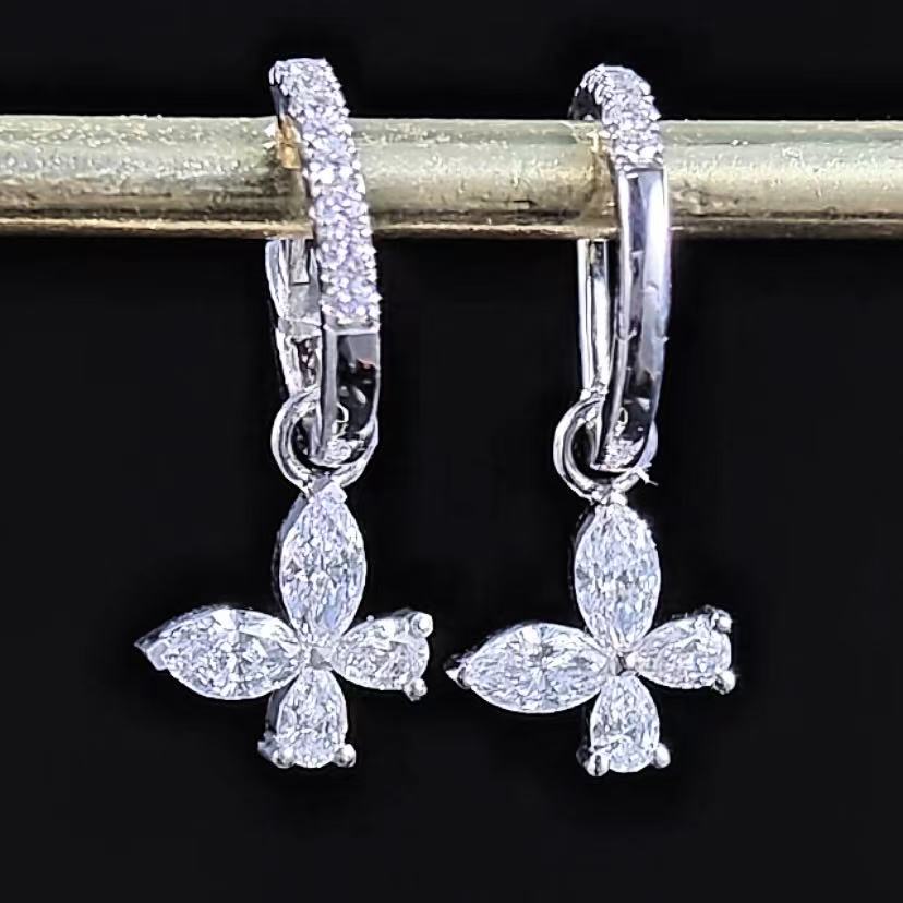1.276ct Shapeless Lab Diamond Earring|18K Gold Earring, Custom Accept