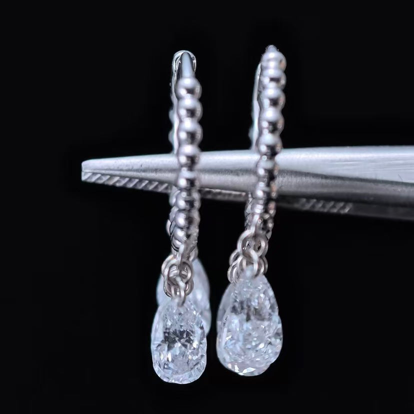 3.458ct Shapeless Lab Diamond Earring|18K Gold Earring, Custom Accept