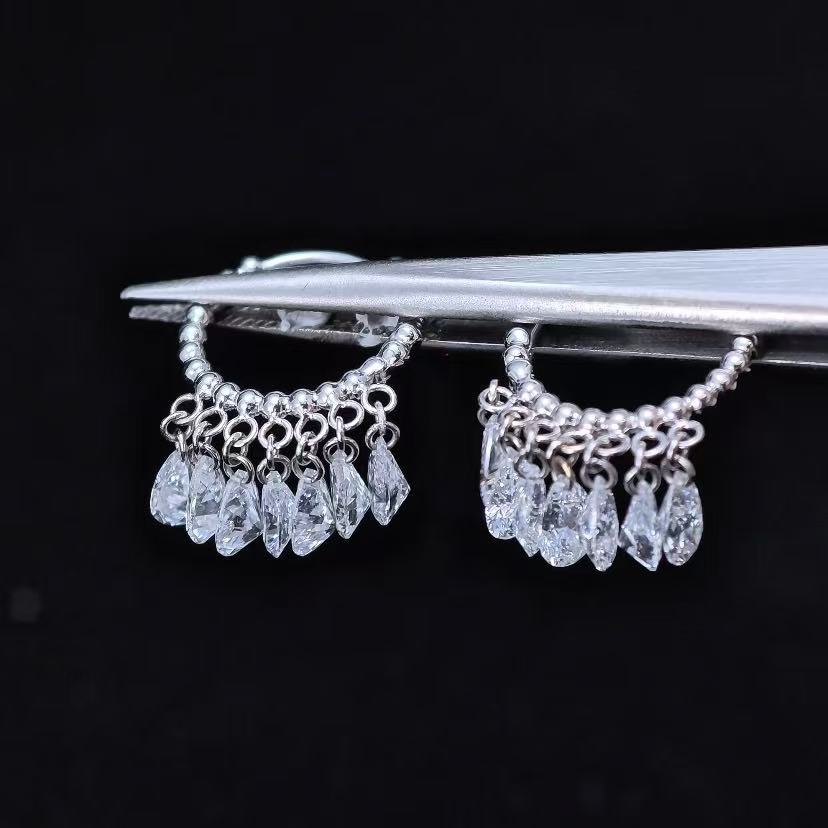 3.458ct Shapeless Lab Diamond Earring|18K Gold Earring, Custom Accept