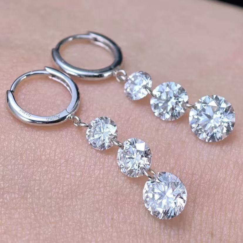 3.7ct Shapeless Lab Diamond Earring|18K Gold Earring, Custom Accept