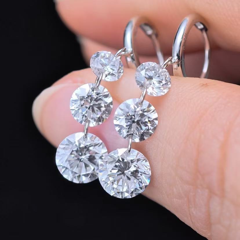 3.7ct Shapeless Lab Diamond Earring|18K Gold Earring, Custom Accept