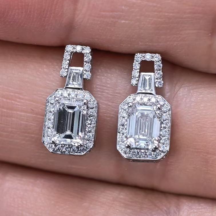 1.228ct SQ Lab Diamond Earring|PT-950 Earring, Custom Accept
