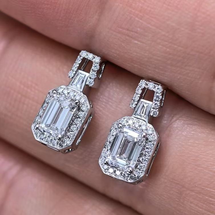 1.228ct SQ Lab Diamond Earring|PT-950 Earring, Custom Accept