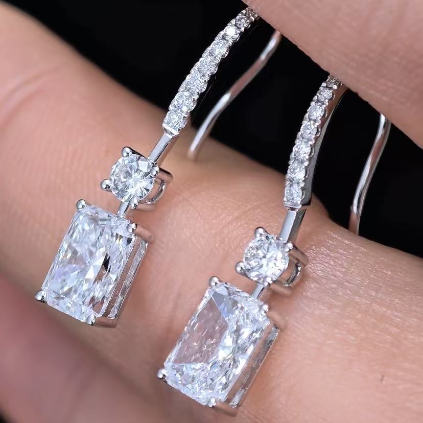 2.577ct Shapeless Lab Diamond Earring|PT-950 Earring, Custom Accept