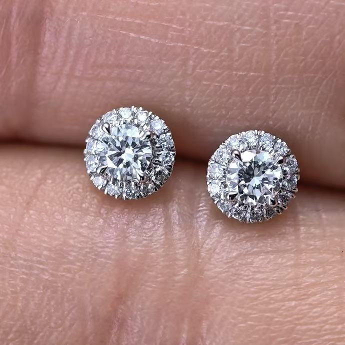 0.272ct Round Lab Diamond Earring|PT-950 Earring, Custom Accept