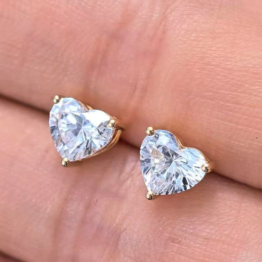 2.07ct Heart Lab Diamond Earring|18K Gold Earring, Custom Accept